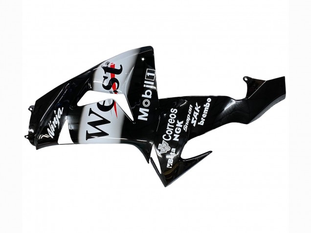 2006-2007 Kawasaki ZX10R Motorcycle Fairings - Glossy Black White West Canada