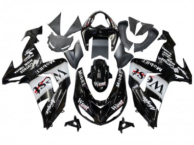 2006-2007 Kawasaki ZX10R Motorcycle Fairings - Glossy Black White West Canada