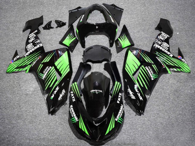 2006-2007 Kawasaki ZX10R Motorcycle Fairings - Glossy Black Green Canada