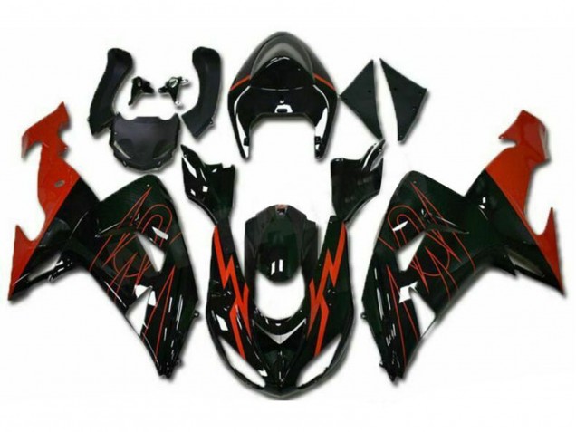 2006-2007 Kawasaki ZX10R Motorcycle Fairings - Glossy Black Red Canada