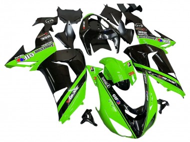 2006-2007 Kawasaki ZX10R Motorcycle Fairings - Green Black Elf Touch4 3M Canada