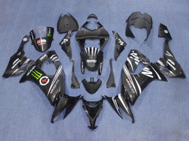 2006-2007 Kawasaki ZX10R Motorcycle Fairings - Matte Black White Green Monster Canada