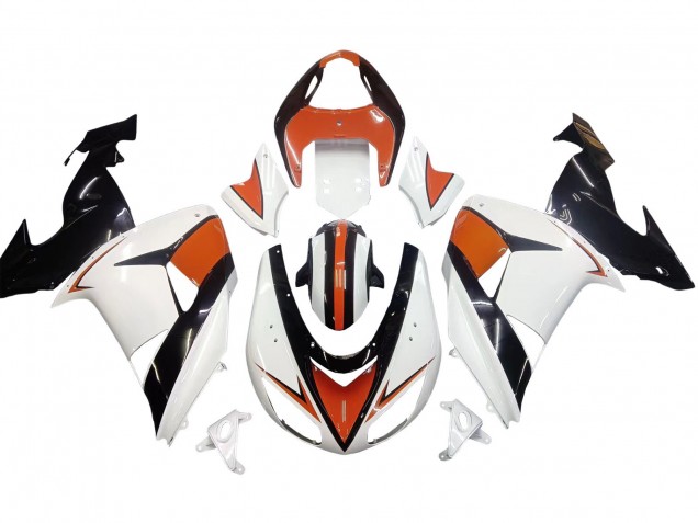 2006-2007 Kawasaki ZX10R Motorcycle Fairings - White Orange Black Canada