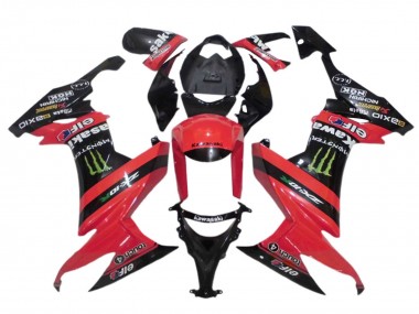 2008-2010 Kawasaki ZX10R Motorcycle Fairings - Red Black Green Monster Elf 27 Canada