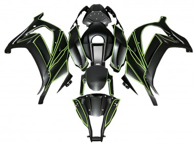 2008-2010 Kawasaki ZX10R Motorcycle Fairings - Matte Black Green Lines Canada