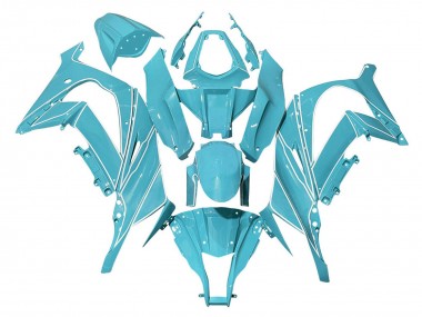 2008-2010 Kawasaki ZX10R Motorcycle Fairings - Light Blue White Lines Canada