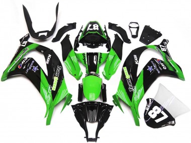 2011-2015 Kawasaki ZX10R Motorcycle Fairings - Green Glossy Black Blue Star Team Green 87 Canada