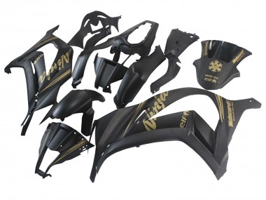 2011-2015 Kawasaki ZX10R Motorcycle Fairings - Matte Black Gold Snow Elf Canada