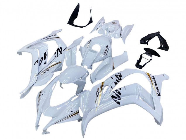 2016-2020 Kawasaki ZX10R Motorcycle Fairings - White Gold Black Canada