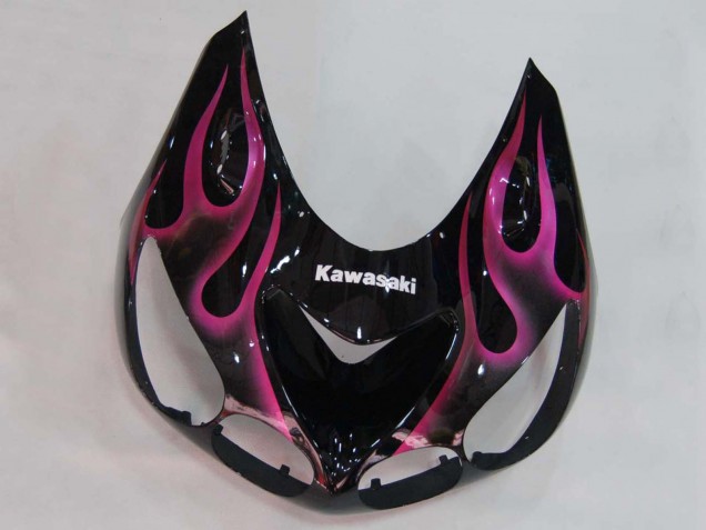 2006-2011 Kawasaki ZX14R ZZR1400 Motorcycle Fairings - Glossy Black Red Pink Flame Canada