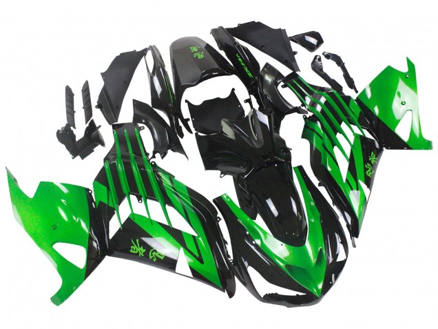 2012-2024 Kawasaki ZX14R ZZR1400 Motorcycle Fairing Kits - Green Glossy Black Canada