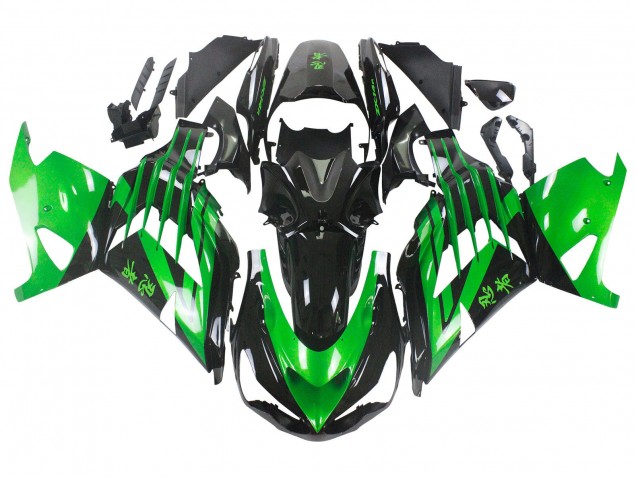 2012-2024 Kawasaki ZX14R ZZR1400 Motorcycle Fairing Kits - Green Glossy Black Canada