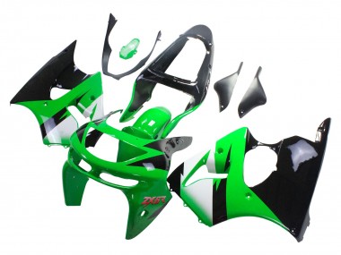 1998-1999 Kawasaki ZX6R Motorcycle Fairings - Green White Glossy Black Canada