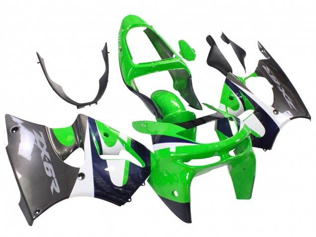 1998-1999 Kawasaki ZX6R Motorcycle Fairings - Green White Dark Blue Silver Canada