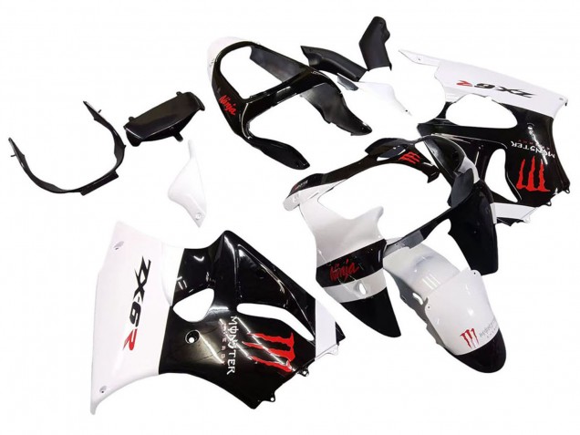 2000-2002 Kawasaki ZX6R Motorcycle Fairings - White Black Red Monster Canada