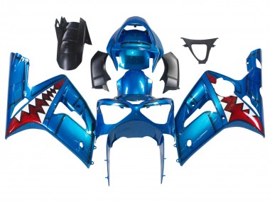 2003-2004 Kawasaki ZX6R Motorcycle Fairings - Blue White Red Shark Canada