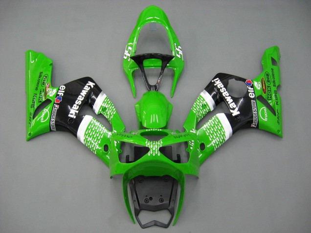 2003-2004 Kawasaki ZX6R Motorcycle Fairings - Green White Black Elf Bridgestone Canada
