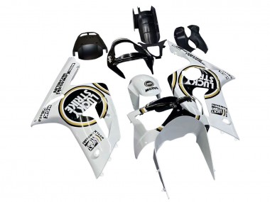 2003-2004 Kawasaki ZX6R Motorcycle Fairings - White Black Motul Lucky Strike Canada