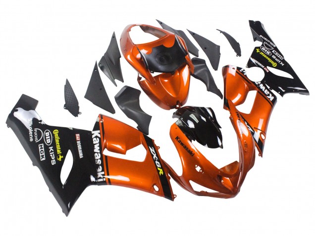 2005-2006 Kawasaki ZX6R Motorcycle Fairing - Orange Black Canada