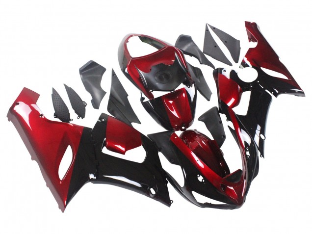 2005-2006 Kawasaki ZX6R Motorcycle Fairing - Red Glossy Black Canada