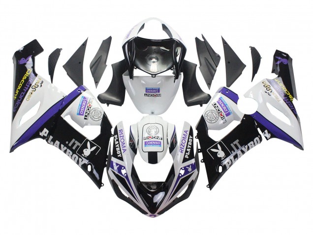 2005-2006 Kawasaki ZX6R Motorcycle Fairings - White Purple Black Rizoma Playboy DENSO Canada