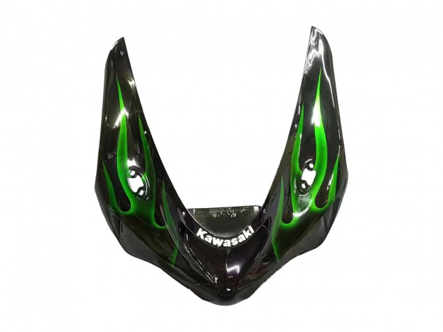 2005-2006 Kawasaki ZX6R Motorcycle Fairing - Glossy Black Green Flame Canada