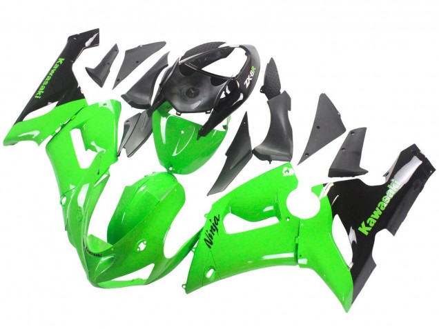 2005-2006 Kawasaki ZX6R Motorcycle Fairings - Green Black Ninja Canada