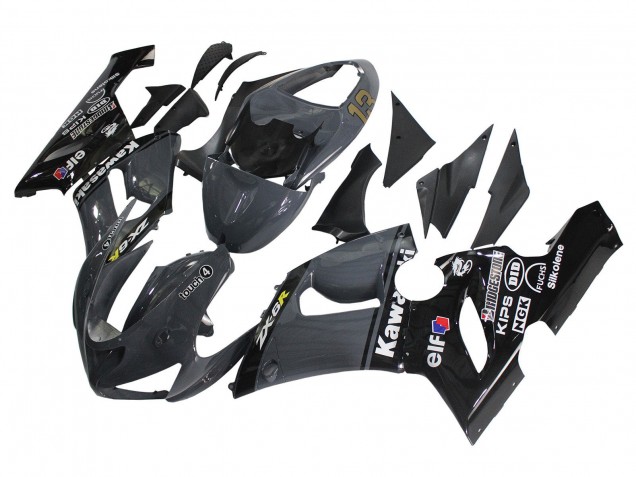 2005-2006 Kawasaki ZX6R Motorcycle Fairings - Dark Grey Black Canada
