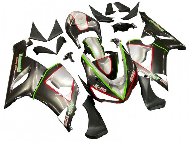 2005-2006 Kawasaki ZX6R Motorcycle Fairings - Black Silver Green Red K-26 Canada