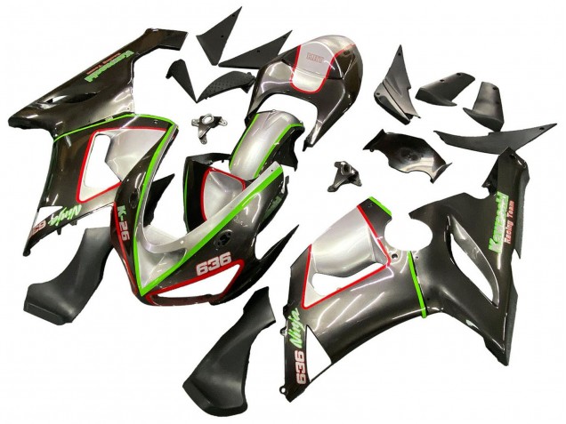 2005-2006 Kawasaki ZX6R Motorcycle Fairings - Black Silver Green Red K-26 Canada