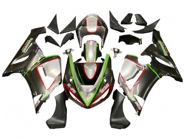2005-2006 Kawasaki ZX6R Motorcycle Fairings - Black Silver Green Red K-26 Canada