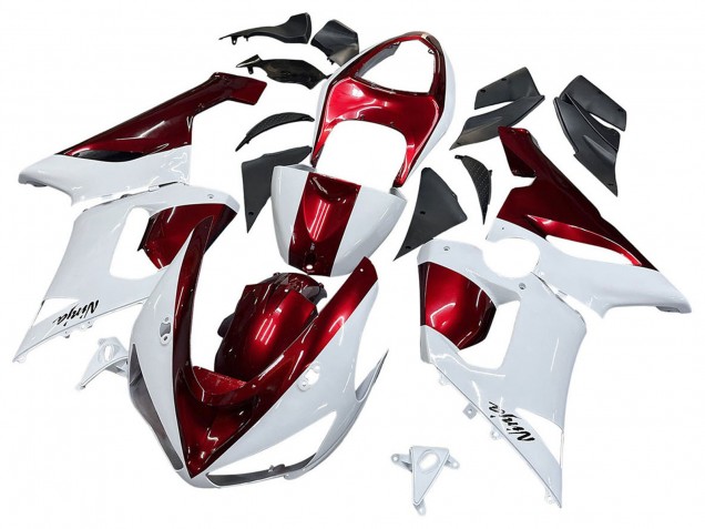 2005-2006 Kawasaki ZX6R Motorcycle Fairings - White Red Canada
