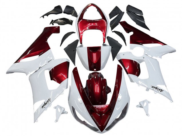 2005-2006 Kawasaki ZX6R Motorcycle Fairings - White Red Canada