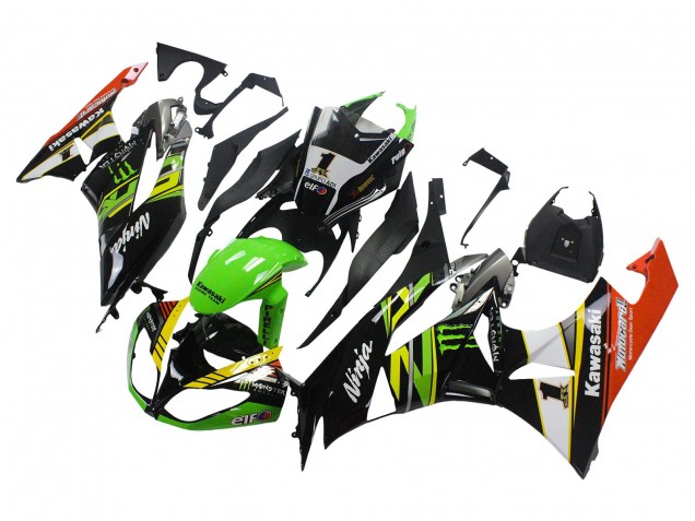 2009-2012 Kawasaki ZX6R Motorcycle Fairings - Green Glossy Black Yellow White Red Elf Monster Canada