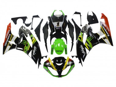 2009-2012 Kawasaki ZX6R Motorcycle Fairings - Green Glossy Black Yellow White Red Elf Monster Canada