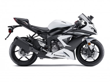 2009-2012 Kawasaki ZX6R Motorcycle Fairing - White Matte Black Canada