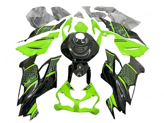 2019-2022 Kawasaki ZX6R Motorcycle Fairings - Green Black Honeycomb Canada