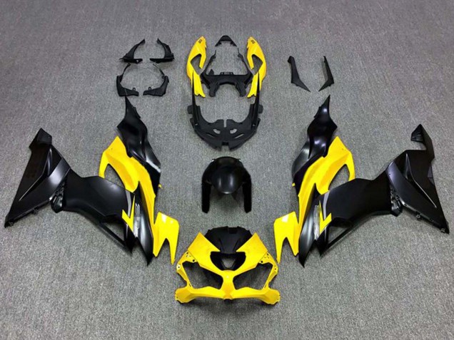 2019-2022 Kawasaki ZX6R Motorcycle Fairings - Yellow Matte Black Canada