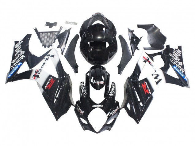2007-2008 Suzuki GSXR 1000 Motorcycle Fairings - Glossy Black White West Canada