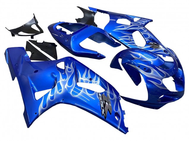 2001-2003 Suzuki GSXR 600 / GSXR 750 Motorcycle Fairings - Blue with White Flame Canada