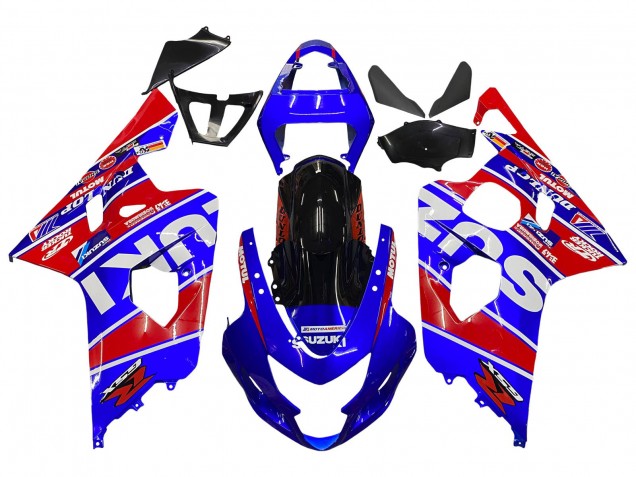 2004-2005 Suzuki GSXR 600 / GSXR 750 Motorcycle Fairings - Blue Red Black Motul Dunlop Canada