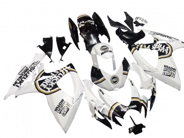 2006-2007 Suzuki GSXR 600 / GSXR 750 Motorcycle Fairings - White Black Lucky Strike Motul Canada