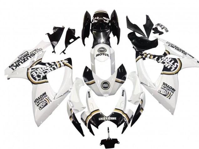 2006-2007 Suzuki GSXR 600 / GSXR 750 Motorcycle Fairings - White Black Lucky Strike Motul Canada