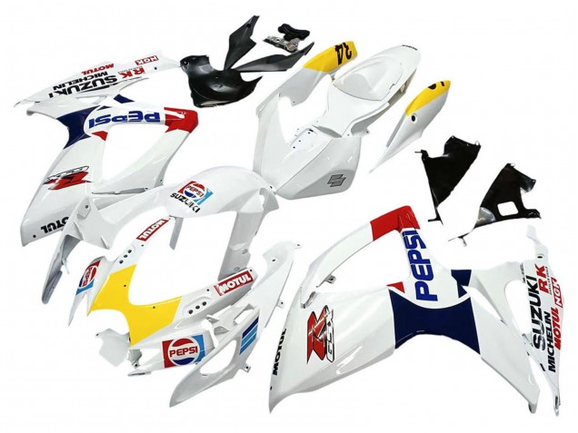 2006-2007 Suzuki GSXR 600 / GSXR 750 Motorcycle Fairings - White Red Yellow Motul Canada