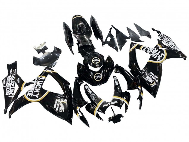 2006-2007 Suzuki GSXR 600 / GSXR 750 Motorcycle Fairings - Glossy Black White Motul Lucky Strike Canada