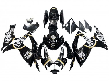 2006-2007 Suzuki GSXR 600 / GSXR 750 Motorcycle Fairings - Glossy Black White Motul Lucky Strike Canada