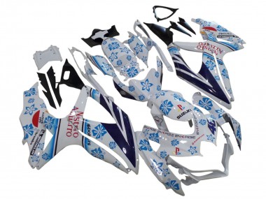 2006-2007 Suzuki GSXR 600 / GSXR 750 Motorcycle Fairings - White Blue Black Red Nastro Azzurro Canada