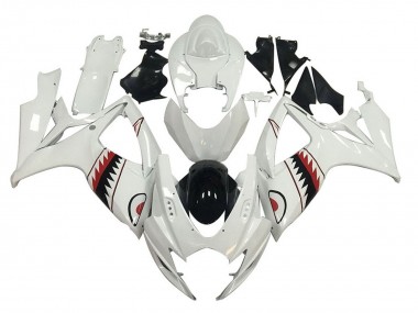 2006-2007 Suzuki GSXR 600 / GSXR 750 Motorcycle Fairings - White Red Black Shark Canada