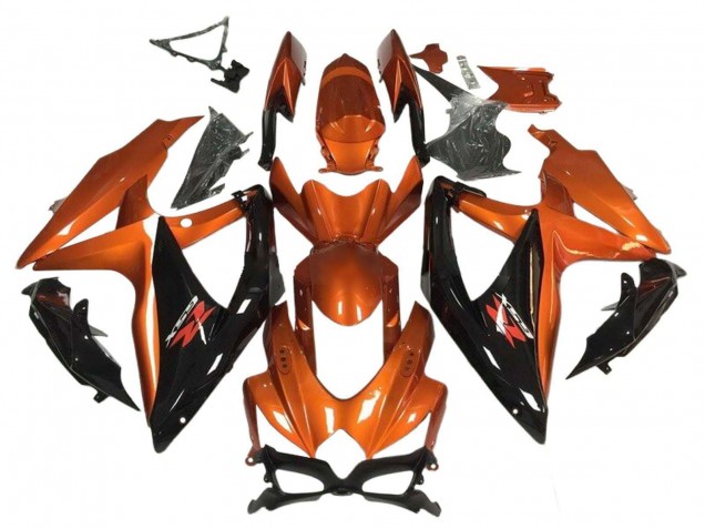2008-2010 Suzuki GSXR 600 / GSXR 750 Motorcycle Fairing - Orange Glossy Black Canada