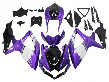 2008-2010 Suzuki GSXR 600 / GSXR 750 Motorcycle Fairings - Purple White Glossy Black Canada